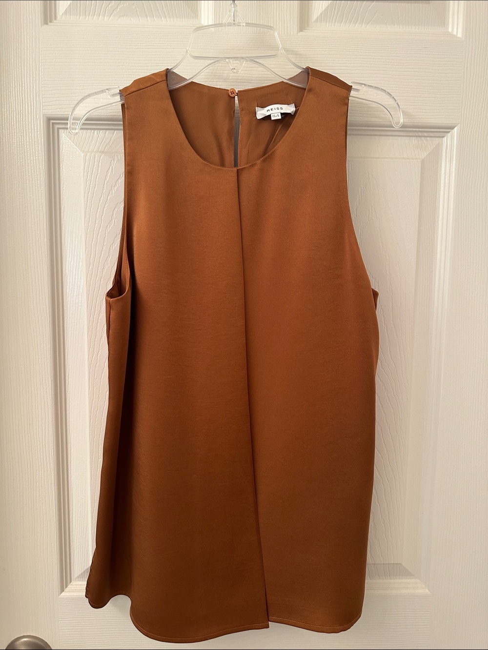 Reiss Sleeveless Rust Brown Shift Top